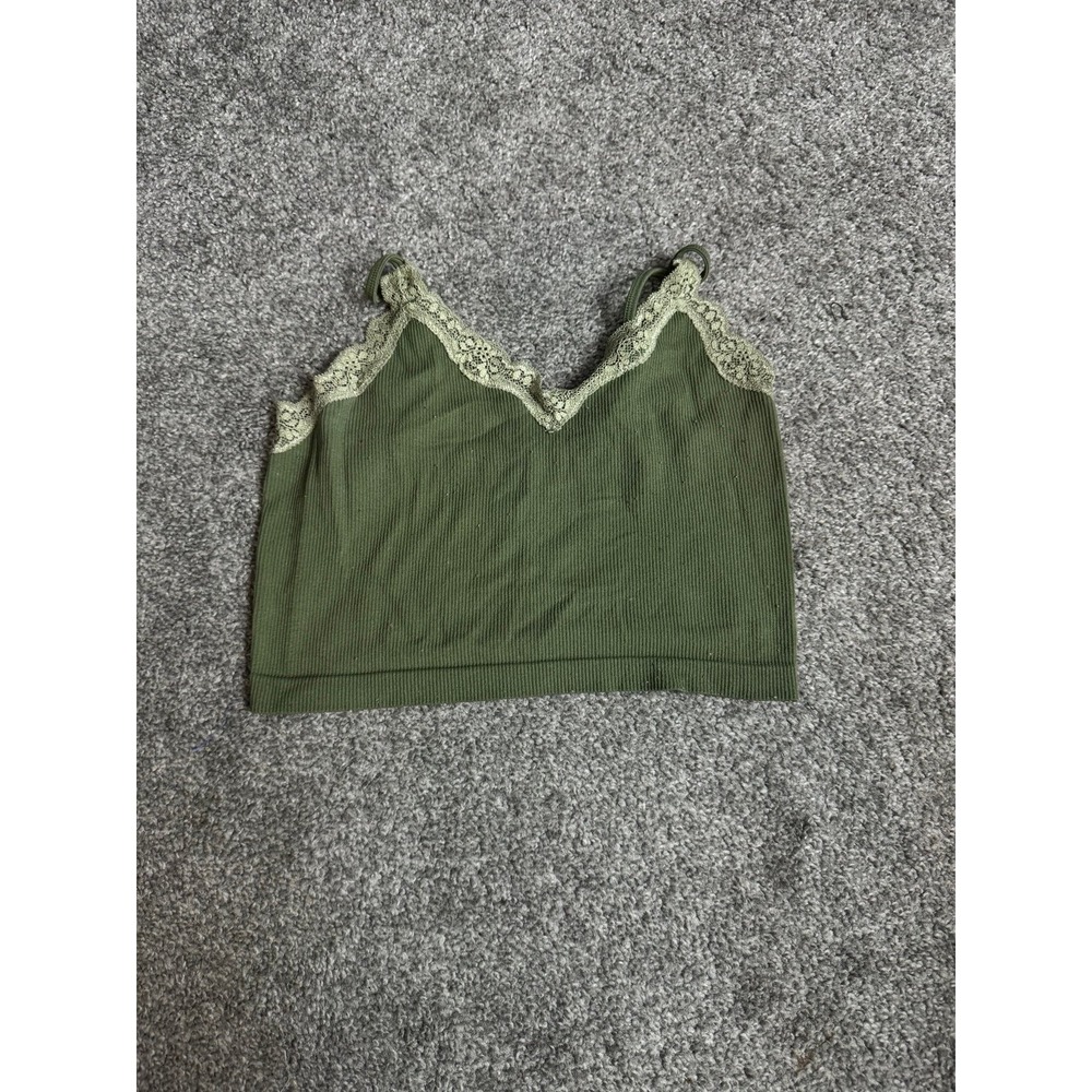 Wild Fable Girls Olive Green Ribbed Tank Top Lace Trim Size S 6-7
